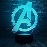 3D-Illusionslampe Led-Nachtlicht Creative Marvel 7Color Usb-Batterieladekraft Super Hero Requisiten Captain America Shield Dekoration Raum Ambient Boy Geschenk