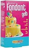 DECOCINO Fondant Gelb – 250 g – ideal zum Verzieren von Kuchen, Torten, Cupcakes – Palmölfrei & vegan