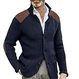 Herren-Sweatshirt ohne Kapuze, Übergröße, elegante Jacke, einfarbig, Mantel, Langarm, Fitness-Sweatshirt, modisch, lockere Passform, Strickjacke, Regular Fit, Trainingsshirt, Sweatshirt, M