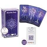 Weloona - Tarot de Marseille - Komplettes Kartenspiel 78 Karten - Tarot Wahrsagekartenspiel - Klassisches und traditionelles Tarot - Esoterik, Wahrsagen und Hellsehen - Originelle Geschenkidee