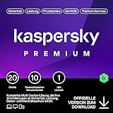 Kaspersky Premium 2023 | 20 Geräte | 1 Jahr | Anti-Phishing und Firewall| Unbegrenzter VPN | Passwort-Manager | Kindersicherung | Experten Unterstützung | PC/Mac/Mobile | Aktivierungscode per Email