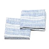 LinenMe 2-teiliges Set Blau/Weiße Leinen-Handtücher und Gästehandtücher Multistripe 47x66 cm, Hergestellt in der EU