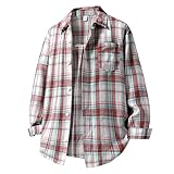 Freizeithemd Herren Hemd Kariertes Loose fit Hemd Langarm Jungen Regular Fit Cardigan Leicht Frühling Sommerjacke Kariert Langarmhemd Streetwear Karohemd Casual Ob