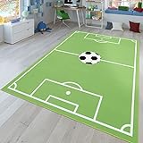 TT Home Kinder-Teppich, Spiel-Teppich Für Kinderzimmer Mit Fußball-Design, In Grün, Größe:140x200 cm