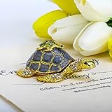H&D HYALINE & DORA Mutter und Baby Schildkröte Schmuckkästchen mit funkelnden Kristallen handbemalte Figur Sammlerstück Ring Halter