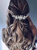 Vakkery Blumen Hochzeits Haarranken Silber Kristall Braut Kopfschmuck Perle Strass Braut Haarschmuck für Frauen und Mädchen (Silber)