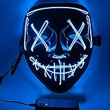 Ptsaying Halloween LED Maske - LED Purge Maske leuchten Maske gruseligsten, Halloween Purge Maske für Kostümspiele Cosplays Feste und Partys