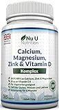 Calcium, Magnesium, Zink & Vitamin D Ergänzungsmittel | 365 Vegetarische Tabletten | Versorgung für 6 Monate des Nu U Osteo Ergänzungsmittel