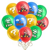 17PCS Super Mario Geburtstag Deko, Super Mario Latex Balloons, Super Mario Luftballon, Kindergeburtstag Ballon Set, Mario Geburtstagsdeko, für Super Mario Kindergeburtstag