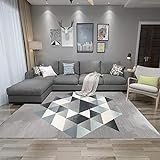 ZGYZ Home Moderne Kurzhaar-Fußmatte, marokkanisches Design Wohnzimmer Großer Teppichboden Schlafzimmer Bett, Grau,A,120×160