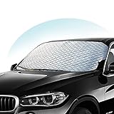 goldmiky Auto Windschutzscheiben Abdeckung - Hochleistungs-Ultra-Dick Schutzabdeckung Schnee EIS Frost Staub Wasserbeständig UV,Flexible Größe für SUV LKW Auto groß oder klein