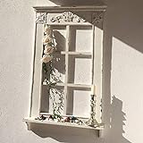 Annastore Dekofenster aus Holz, weiß Vintage H 93 cm Deko Fenster Dekofenster mit Sprossen Holz Vintage