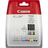 Canon CLI-551 BK/C/M/Y Druckertinte Multipack - 4 x 7 ml für PIXMA Tintenstrahldrucker ORIGINAL