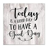 'Today Is A Good Day' Holzbuchstaben mit Kranz, großes Holz-Palettenschild, Holz-Wortschilder für das Zuhause, personalisierte Holzwandschilder, solide, schöne Horror für gute Besserung, 40 cm