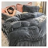 Bettwäsche Set Dicke Milch-Fleece-Korallen-vierteilige doppelseitige Bettdecke-Flanell-Bett-Bett-Winter-Luxus und weich Bettbezüge (Color : 1, Size : 200 * 230cm)