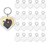 Basicon Schlüsselanhänger für Foto, 20PCS Acryl Foto Schlüsselanhänger mit Schlüsselring Transparent Bild Fotoschlüsselanhanger Leere Foto Schlüsselring zum Basteln Geschenk für Familie Freunde, H
