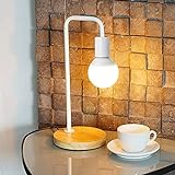 BDRKCC Einzelne Kopf Einfache Tischlampe Natürliche Holz Basis Schreibtisch Lichter für Schlafzimmer Restaurant Cafe Bar Klassenzimmer Büro Tischleuchten E27 (Farbe: schwarz) (Color : White)