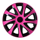 Eight Tec Handelsagentur (Farbe & Größe wählbar) 13 Zoll Radkappen, Radzierblenden Draco Bicolor (Schwarz/Pink) passend für Fast alle Fahrzeugtypen (universal)