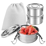 3 Stück Edelstahl Brotdose, Brotdose Edelstahl, Lebensmittelbehälter Kinder Erwachsenen Lunchbox Edelstahl Dose Mit Deckel Auslaufsichere Brotdose Snackbox Frischhaltedosen Für Snacks Obst Müsli 360