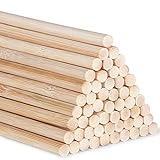 AUSYDE Bambusstäbe zum Basteln 30cm, Bastelstäbe Runder Stock, 55 Stück 5mm/0.20inch Holz, Rundhölzer zum Basteln, Hochwertige Bambusstock