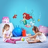 Arielle Wandtattoo von Disney - Größe 50 x 70 cm - Meerjungfrau, Prinzessin, Unterwasserwelt, Kinderzimmer, Disney, Wandsticker