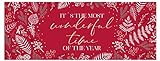 ARTEBENE Weihnachtskarte Grußkarte Geschenkkarte Gutscheinkarte Weihnachten Merry Christmas Präge DIN lang Format Most Wonderful time Branches Rot Weiß