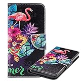 Laybomo Hülle für Apple iPhone 7 8 Ledertasche Schuzhülle Weiches TPU Silikon Cover Magnetisch Stehen Brieftasche Handyhülle für iPhone 7 8 mit Visitenkartenhüllen, Flamingo Gedrückt