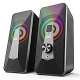 PC Lautsprecher mit 2.0 Kanal System 10 W Bluetooth Gaming Lautsprecher mit 3 LED Lichtmodi für Laptops, Mobiltelefon, Desktops, Tablets
