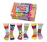 United Oddsocks - Polka Face - Punkte, Streifen - Damen - 6 verschiedene Socken - Polka dots Gr. 37-42