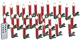 Lunartec LED Christbaumkerzen: 30er-Set LED-Weihnachtsbaum-Kerzen mit IR-Fernbedienung, rot (Weihnachtskerzen kabellos)