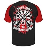 Herren Tshirt Dart Trikot Double Makes Money (mit Rückendruck) Größe S - 5XL Baseball Schwarz/R