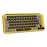 Logitech POP Keys Mechanische kabellose Tastatur mit anpassbaren Emoji-Tasten, Englishes QWERTY-Layout - Gelb/Schwarz
