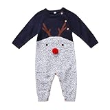 vpuquuz Neugeborenes Dickes Weihnachten Overall Gestrickten Pullover für Kleinkind Baby Junge Mädchen Hirsch Warme Winter Outfits Kleidung Strampler (B, 6-12M)