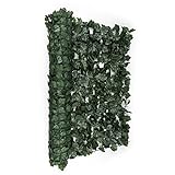 blumfeldt Fency Dark Ivy - Sichtschutz, Windschutz, Lärmschutz, 300x150 cm, Efeublätter, hohe Blickdichte, kunststoffummanteltes Gitternetz, 6x6 cm Maschenweite, grüne Flexbinder, dunkelgrün