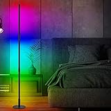 Led Stehlampe,Stehlampe Dimmbar,Led Ecklampe 20W RGB Standleuchte mit Fernbedienung Stehlampe Modern Wohnzimmer Schwarz Stimmungslicht Stehleuchte Farbwechsel Lichtsaeule Ecklampe für Schlafzimmer