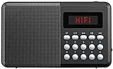 auvisio Mini Radio Bluetooth: FM-Taschenradio, Bluetooth, MP3-Player, Display, USB, microSD & Akku (Radio mit USB Stromversorgung, Radio Klein, Baustellenradio)