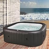 BRAST® Whirlpool aufblasbar MSpa Vito für 6 Personen 185x185x68cm In- Outdoor Pool 132 Massagedüsen Timer Heizung Aufblasfunktion per Knopfdruck Bubble Spa Wellness Massag