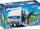 PLAYMOBIL City Action 6922 Polizeipferd mit Anhänger inklusive Reiterin und Zubehör, ab 4 Jahren