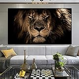 Yooyu Afrikanische große Löwen Gesicht Leinwand Gemälde an der Wand Kunst Poster und Drucke Tiere Löwen Kunst Bilder für Wohnzimmer 70x140cm Rahmenlos