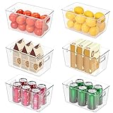 SMARTAKE Kühlschrank-Organizer-Behälter, 6er-Pack Lebensmittelbehälter, transparenter Kunststoff, stapelbar, Sodadosen-Organizer mit Griff, Küche, Organisation und Aufbewahrung (6 × M)
