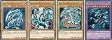 KNMI Yu-Gi-Oh! Kartenset Blue-Eyes Fusion - 1x Blauäugiger Ultimativer Drache + 3X Blauäugiger W. Drache (Verschiedene Artworks)