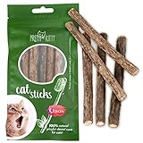 PRETTY KITTY Katzen Zahnpflege Sticks: 5X Matatabi Stick Katze aus Holz als Katzenspielzeug Natur gegen Mundgeruch – Dental Sticks Katze – Katzen Kauspielzeug für praktische Dental Care bei Katzen