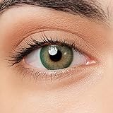 Kontaktlinsen farbig ohne Stärke grün | farbige Jahreslinsen | weiche Linsen soft Hydrogel | 2 Stück Farblinsen + Linsenbehälter | 0.0 Dioptrien | natürliche Farben | Charmiga Siam Green