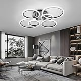 YOLEDY Deckenlampe Led mit Fernbedienung & APP, Decken Lampen mit 6 Ring, Dimmbar, Licht Memory Funktion mit Timer, Moderne Deckenleuchte Rund Wohnzimmer Flur Schlafzimmer, Schw