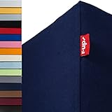 r-up Beste Spannbettlaken 90x200-100x220 bis 35cm Höhe viele Farben 95% Baumwolle / 5% Elastan 230g/m² Oeko-Tex stressfrei auch für hohe Matratzen (dunkelblau)
