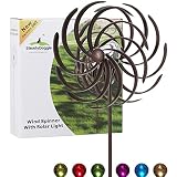 Solar Metall Windrad Garten - mit LED-Licht - Windspiel Garten für draußen, Windspiel Metall - ganz Leichter Aufbau - wetterfest - Windrad LED - standfest - ideal für Terrasse und Garten-Höhe: 155
