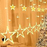 Weihnachtslichterkette Lichterkette Sterne 138 LEDs 8 Modi Lichtervorhang Innen/Außen IP65 Wasserdicht Weihnachtsbeleuchtung Sternenvorhang Für Weihnachten Hochzeit Festen - Weihnachtsdeko (Warmweiß)