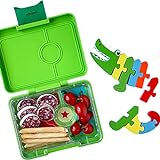 Yumbox Snack S Lunchbox (Lime Green Rocket) - kleine Brotdose mit 3 Fächern | Kinder Bento Box für Kindergarten, Schule - passt in den Schulranzen, LGSN202210R