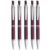 Kugelschreiber Set 5er Aluminium Stift Schreibmittel Schreibgerät in schwarz, grau, rot, grün, türkis oder violett von notrash2003 (Lila)