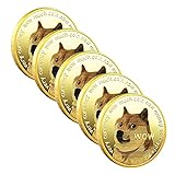 KPNG Dogecoin Coins Commemorative 2021 Neue, vergoldete Doge-Münzen in limitierter Auflage, virtuelle Hobby-Münzen zum Sammeln von Dogecoins mit Schutzhülle (5 Stück)